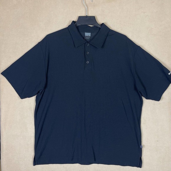 Nike Dri Fit Performance‎ Polo Shirt Mens XL Black Relaxed Fit - Picture 1 of 10